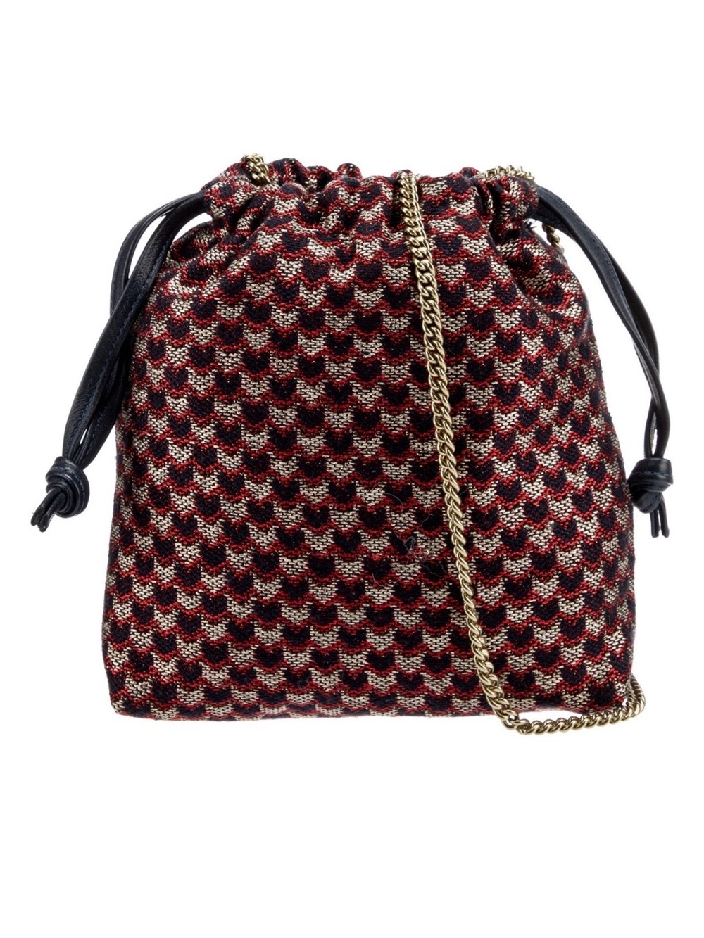 Clare V. Maison Leather-Trimmed Metallic Jacquard Pouch